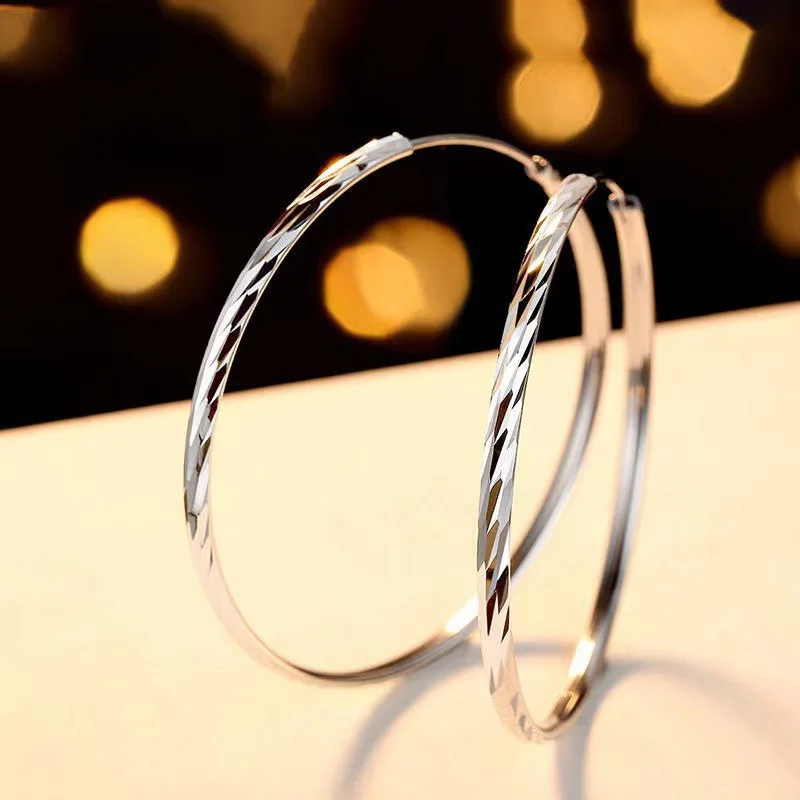 Original 925 Sterling Silver Hoop Earrings 3-6CM For Women Exquisite Student Girlfriend Jewelry Accessories Wedding Fashion Gift
