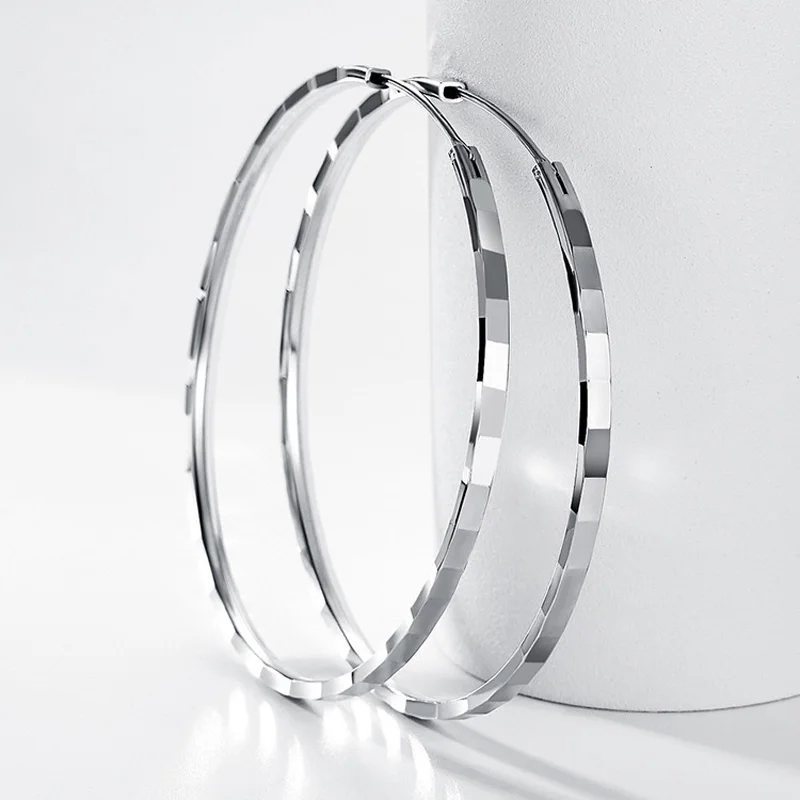 Original 925 Sterling Silver Hoop Earrings 3-6CM For Women Exquisite Student Girlfriend Jewelry Accessories Wedding Fashion Gift