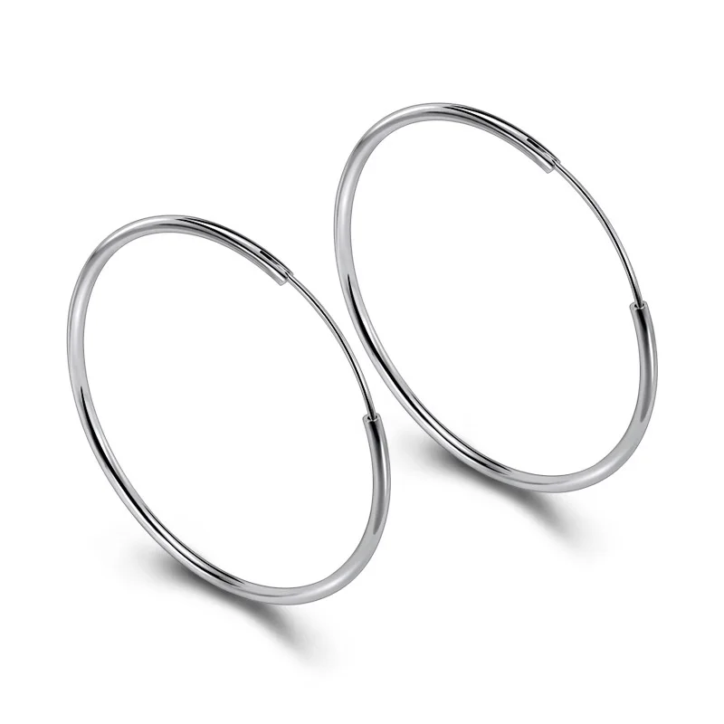Original 925 Sterling Silver Hoop Earrings 3-6CM For Women Exquisite Student Girlfriend Jewelry Accessories Wedding Fashion Gift