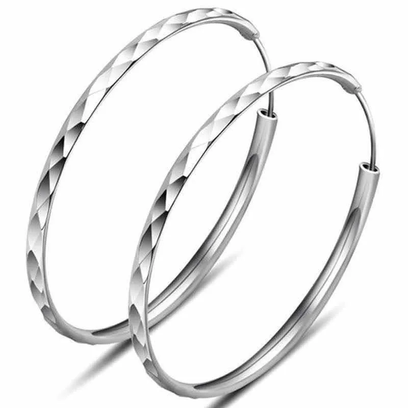 Original 925 Sterling Silver Hoop Earrings 3-6CM For Women Exquisite Student Girlfriend Jewelry Accessories Wedding Fashion Gift