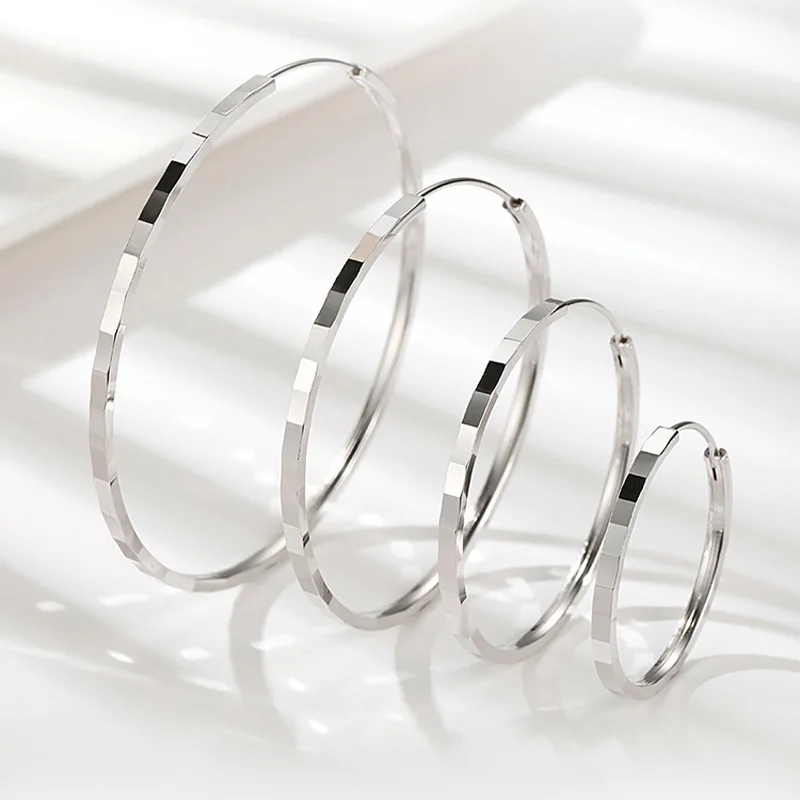 Original 925 Sterling Silver Hoop Earrings 3-6CM For Women Exquisite Student Girlfriend Jewelry Accessories Wedding Fashion Gift