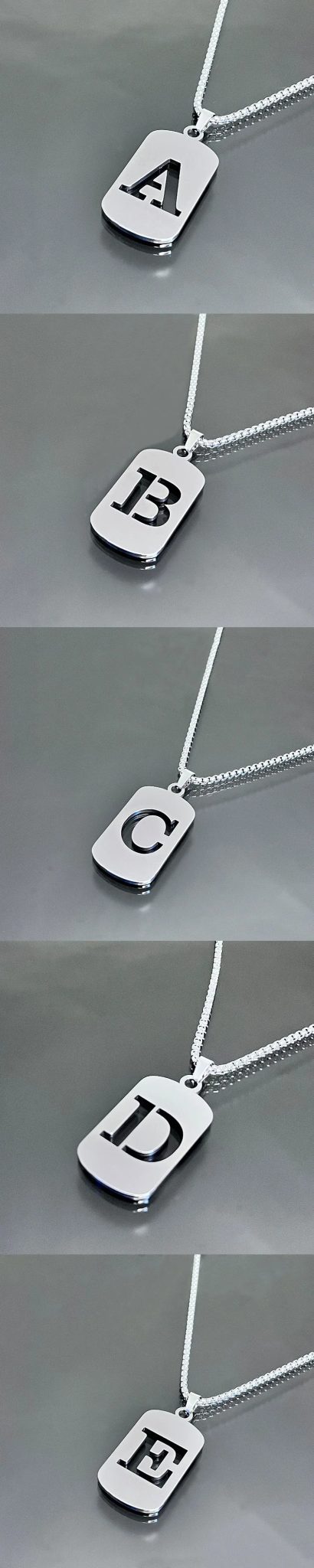 Fashion Punk A-Z Initial Tag Letter Stainless Steel Pendant Necklaces for Men Women Wholesale Jewelry Lot Collar Jewelry Goth