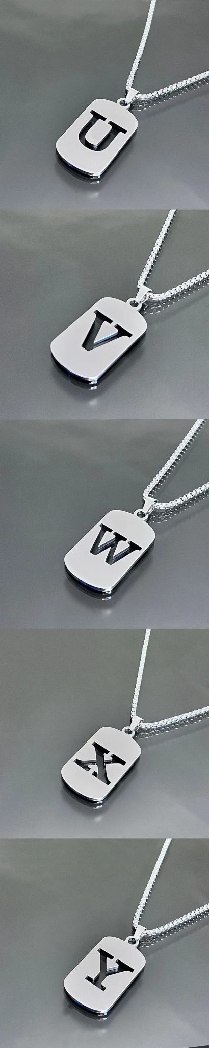Fashion Punk A-Z Initial Tag Letter Stainless Steel Pendant Necklaces for Men Women Wholesale Jewelry Lot Collar Jewelry Goth