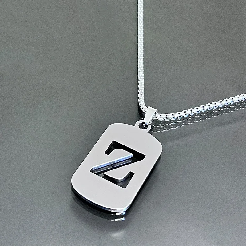 Fashion Punk A-Z Initial Tag Letter Stainless Steel Pendant Necklaces for Men Women Wholesale Jewelry Lot Collar Jewelry Goth