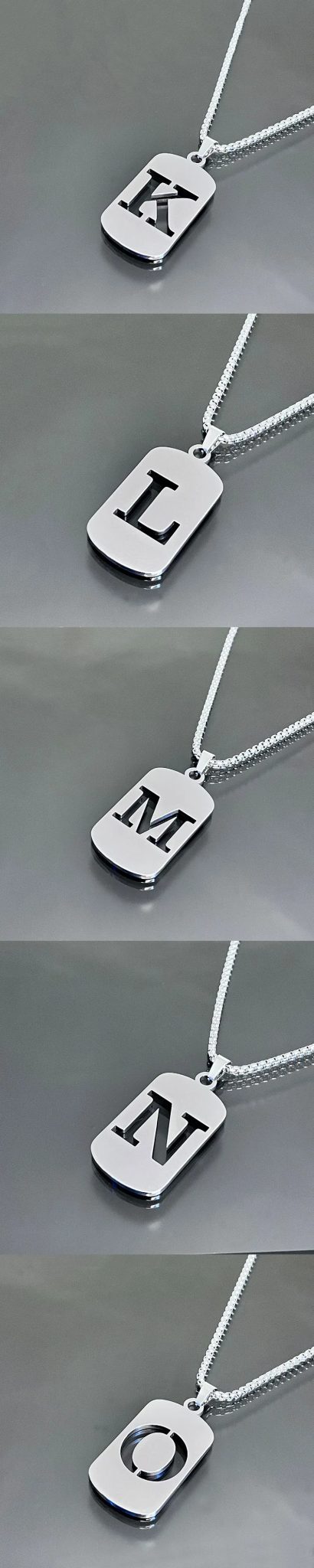 Fashion Punk A-Z Initial Tag Letter Stainless Steel Pendant Necklaces for Men Women Wholesale Jewelry Lot Collar Jewelry Goth