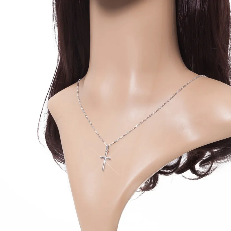 New Crystal Christian Jesus Cross Pendant Necklaces Women Fashion Gold Silver Color Clavicle Chain Necklace Collar Jewelry Gift