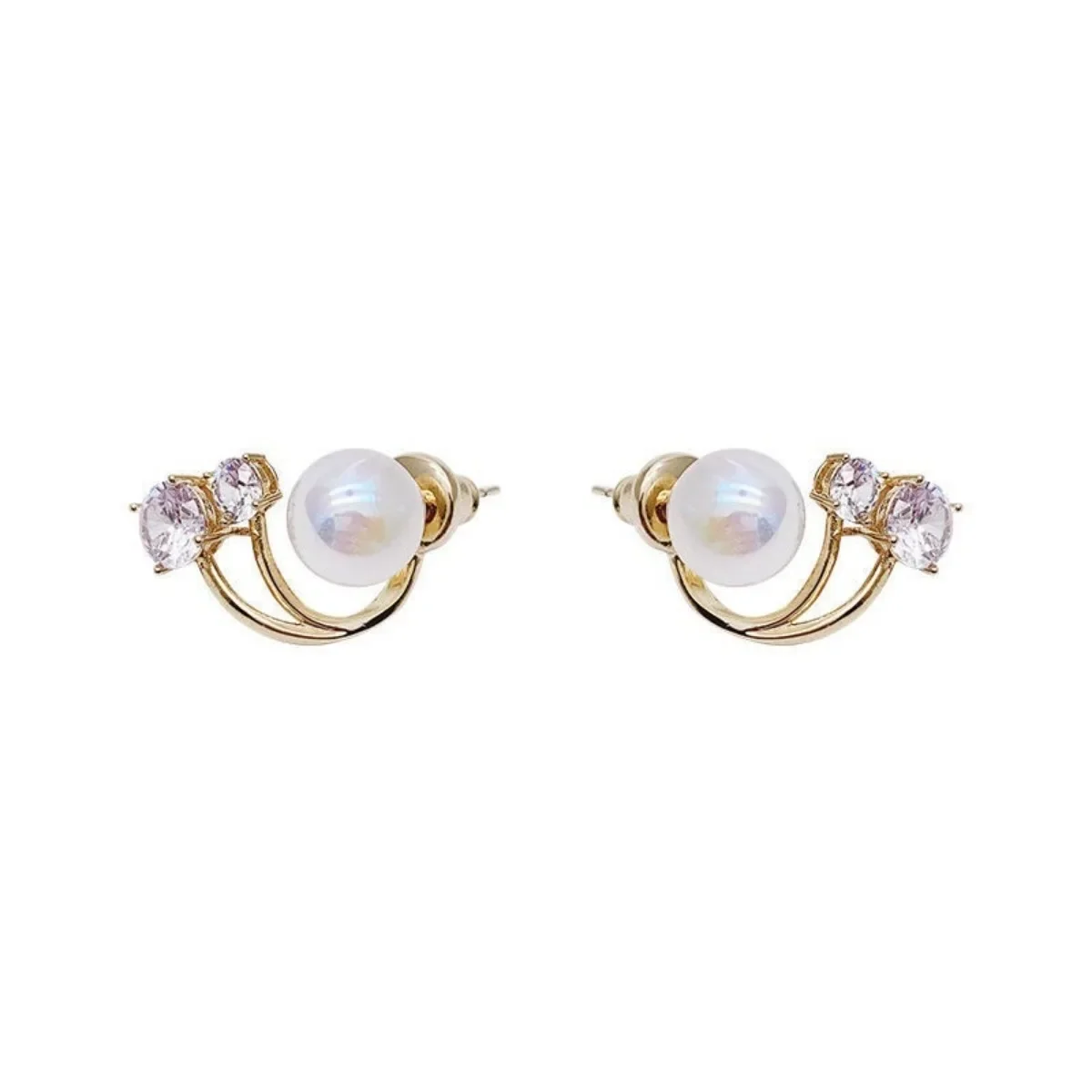 1 Pair Imitation Pearl Geometric Metal Earrings Simple Style Elegant Glass Rhinestone Golden Alloy Women's Fashion Jewelry 1 Pair Imitation Pearl Geometric Metal Earrings Simple Style Elegant Glass Rhinestone Golden Alloy Women's Fashion Jewelry