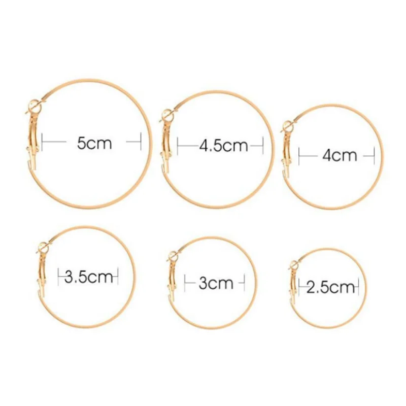 6 Pairs Fashion Hoop Earrings Set For Women Silver Color Round Circle Earring Studs Female Trendy Ladies Party Jewelry Gift