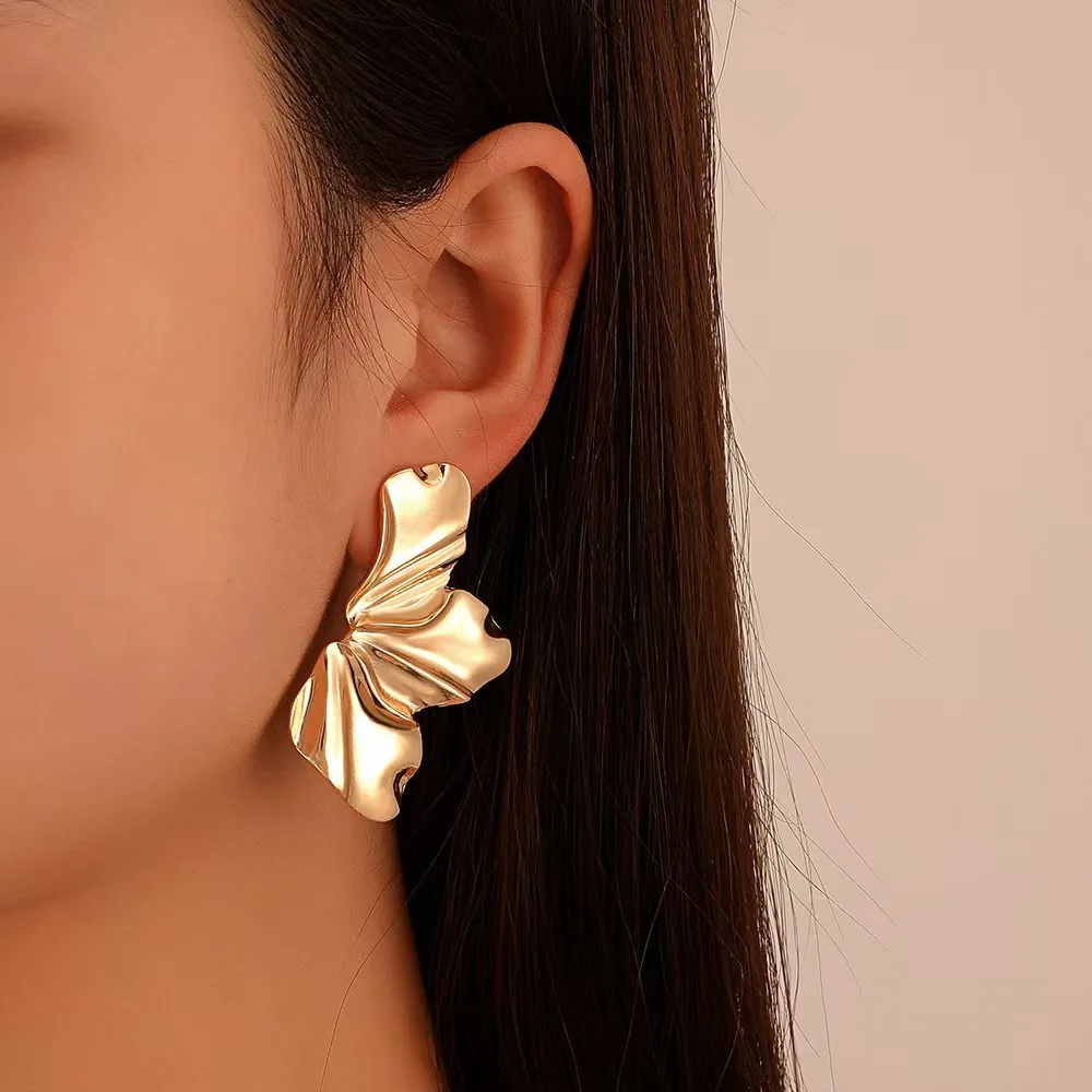 LATS New Design French Irregular Petal Stud Earrings for Women Korean Fashion Earring Birthday Party Trendy Jewelry Gifts