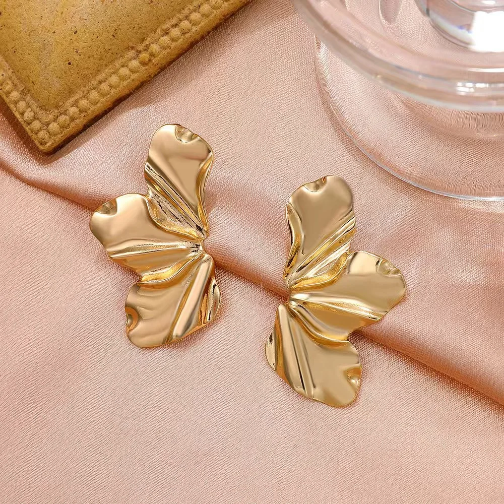 LATS New Design French Irregular Petal Stud Earrings for Women Korean Fashion Earring Birthday Party Trendy Jewelry Gifts