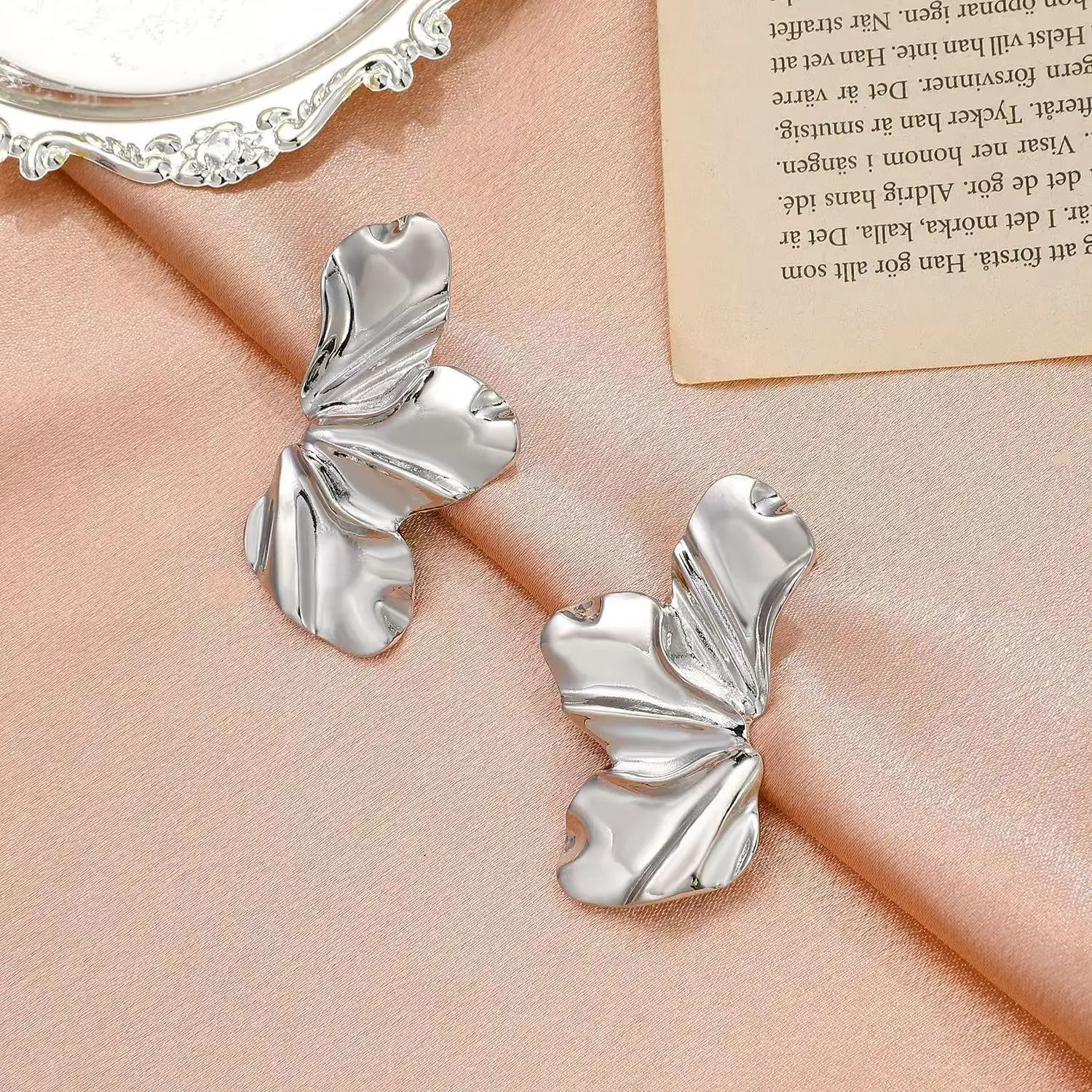 LATS New Design French Irregular Petal Stud Earrings for Women Korean Fashion Earring Birthday Party Trendy Jewelry Gifts