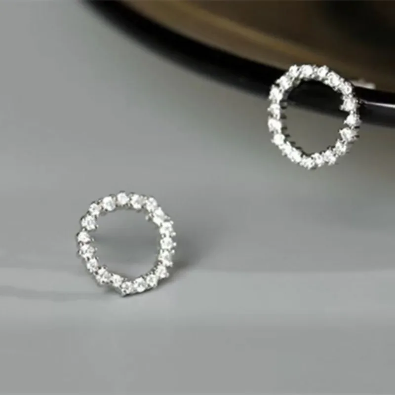 Delicate Small Circle Stud Earrings for Women Gold Color Crystal Minimalist Korean Party Summer Fashion Jewelry Accessories