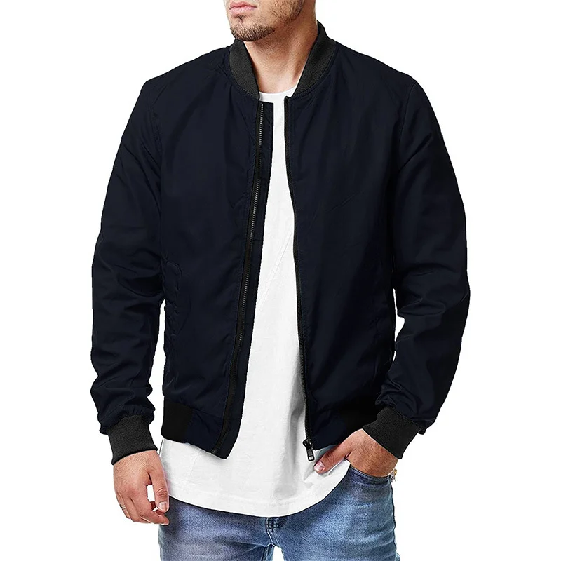 Men Bomber Jacket Thin Slim Long Sleeve baseball Jackets Mens Windbreaker Zipper Windbreaker Jacket Male Outwear Brand Clothing