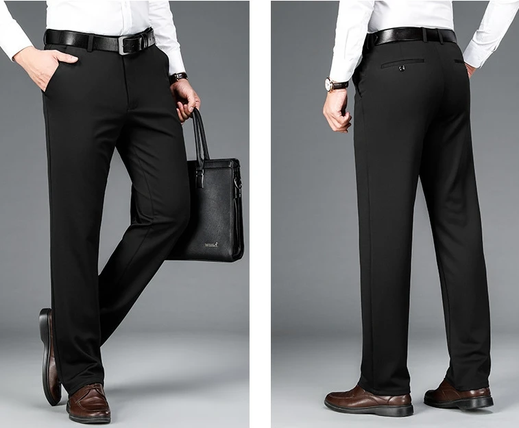 Men's elastic solid color intelligent casual men's pants, office quick drying set, spring and autumn new Korean style straight l