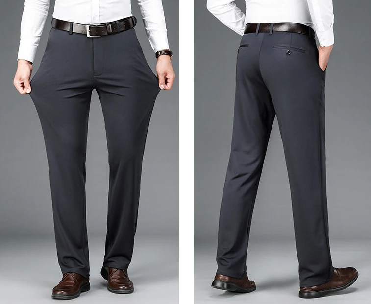 Men's elastic solid color intelligent casual men's pants, office quick drying set, spring and autumn new Korean style straight l