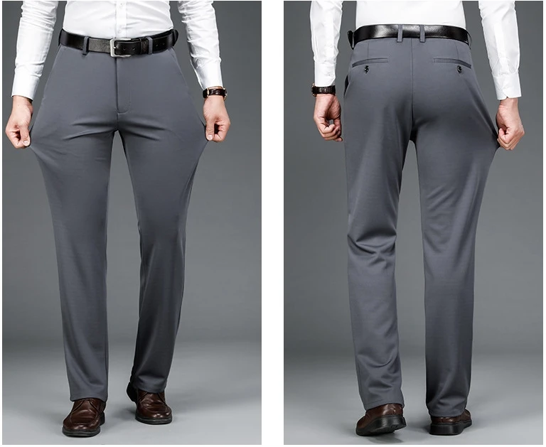 Men's elastic solid color intelligent casual men's pants, office quick drying set, spring and autumn new Korean style straight l