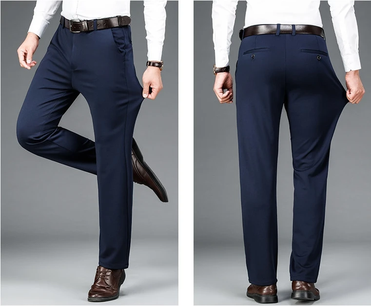 Men's elastic solid color intelligent casual men's pants, office quick drying set, spring and autumn new Korean style straight l