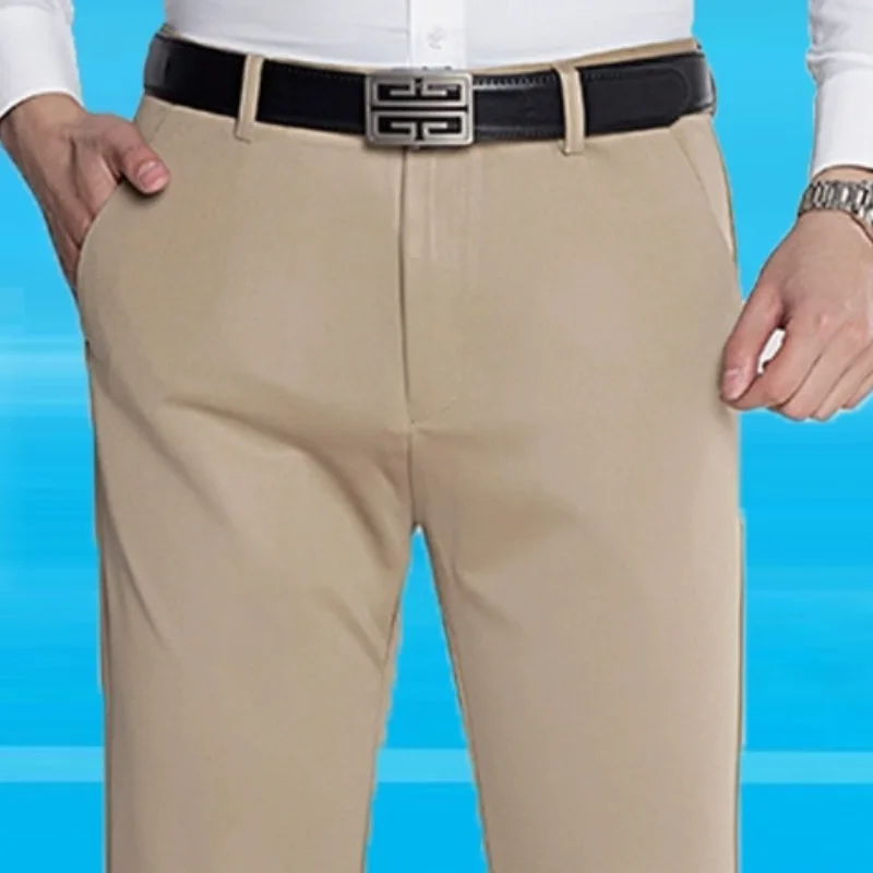 Men's elastic solid color intelligent casual men's pants, office quick drying set, spring and autumn new Korean style straight l