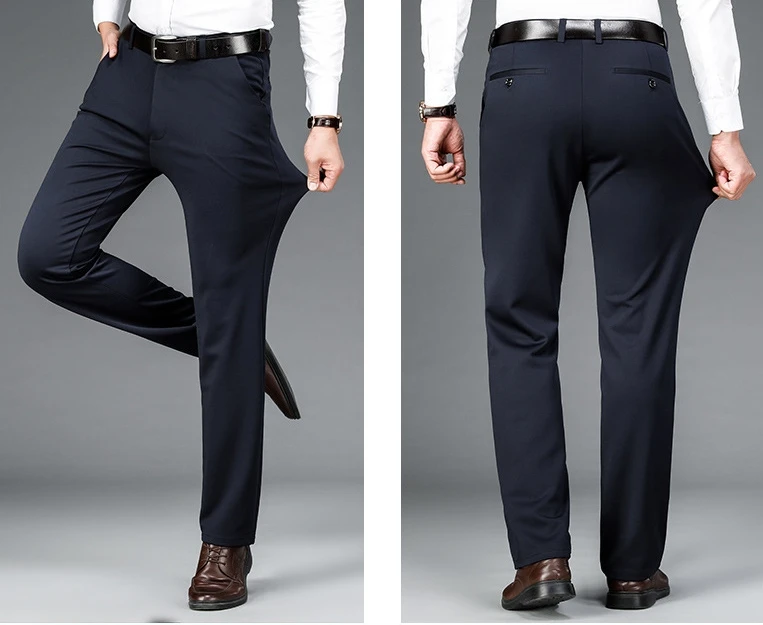 Men's elastic solid color intelligent casual men's pants, office quick drying set, spring and autumn new Korean style straight l