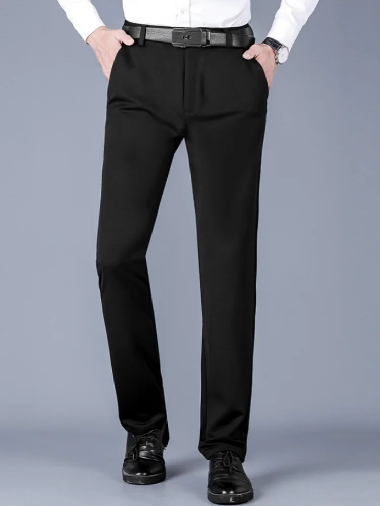 Men's elastic solid color intelligent casual men's pants, office quick drying set, spring and autumn new Korean style straight l