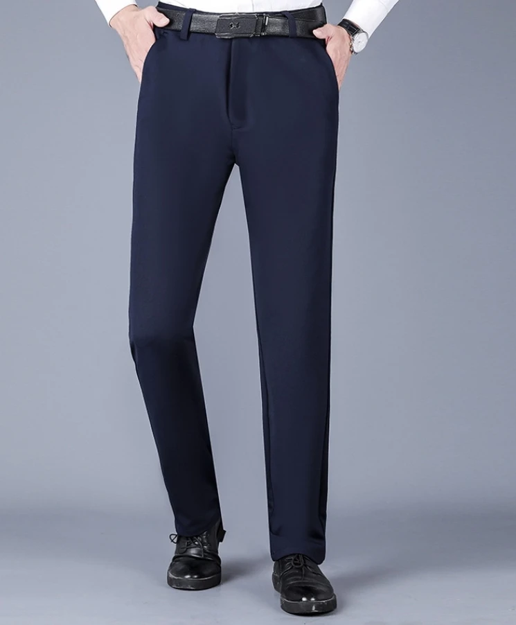Men's elastic solid color intelligent casual men's pants, office quick drying set, spring and autumn new Korean style straight l