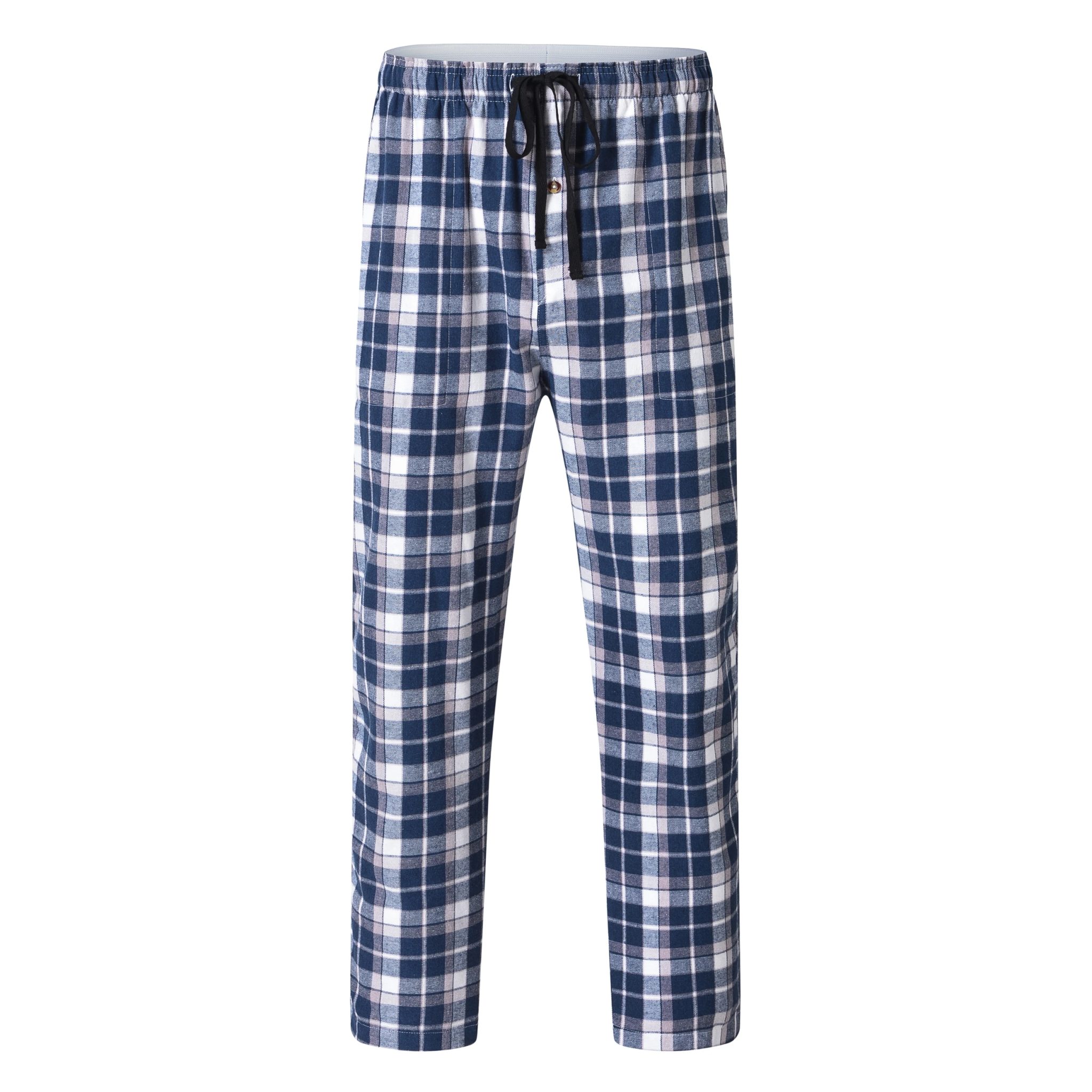 Summer Men's 100% Cotton Plaid Pajama Sleeping Pants, Breathable Long Pajama Pants with Elastic Waist for Homewear Outdoor