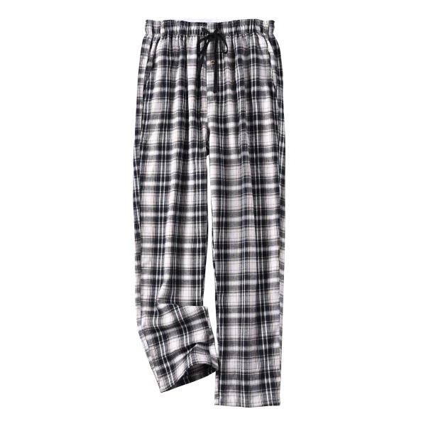 Summer Men's 100% Cotton Plaid Pajama Sleeping Pants, Breathable Long Pajama Pants with Elastic Waist for Homewear Outdoor