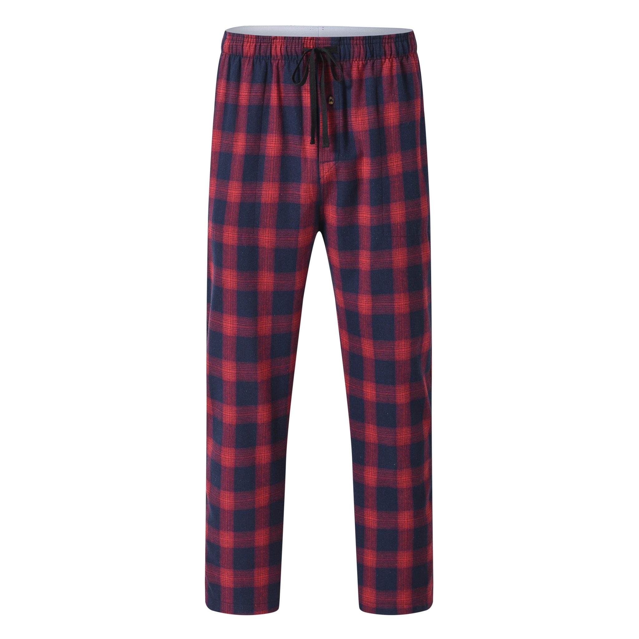 Summer Men's 100% Cotton Plaid Pajama Sleeping Pants, Breathable Long Pajama Pants with Elastic Waist for Homewear Outdoor
