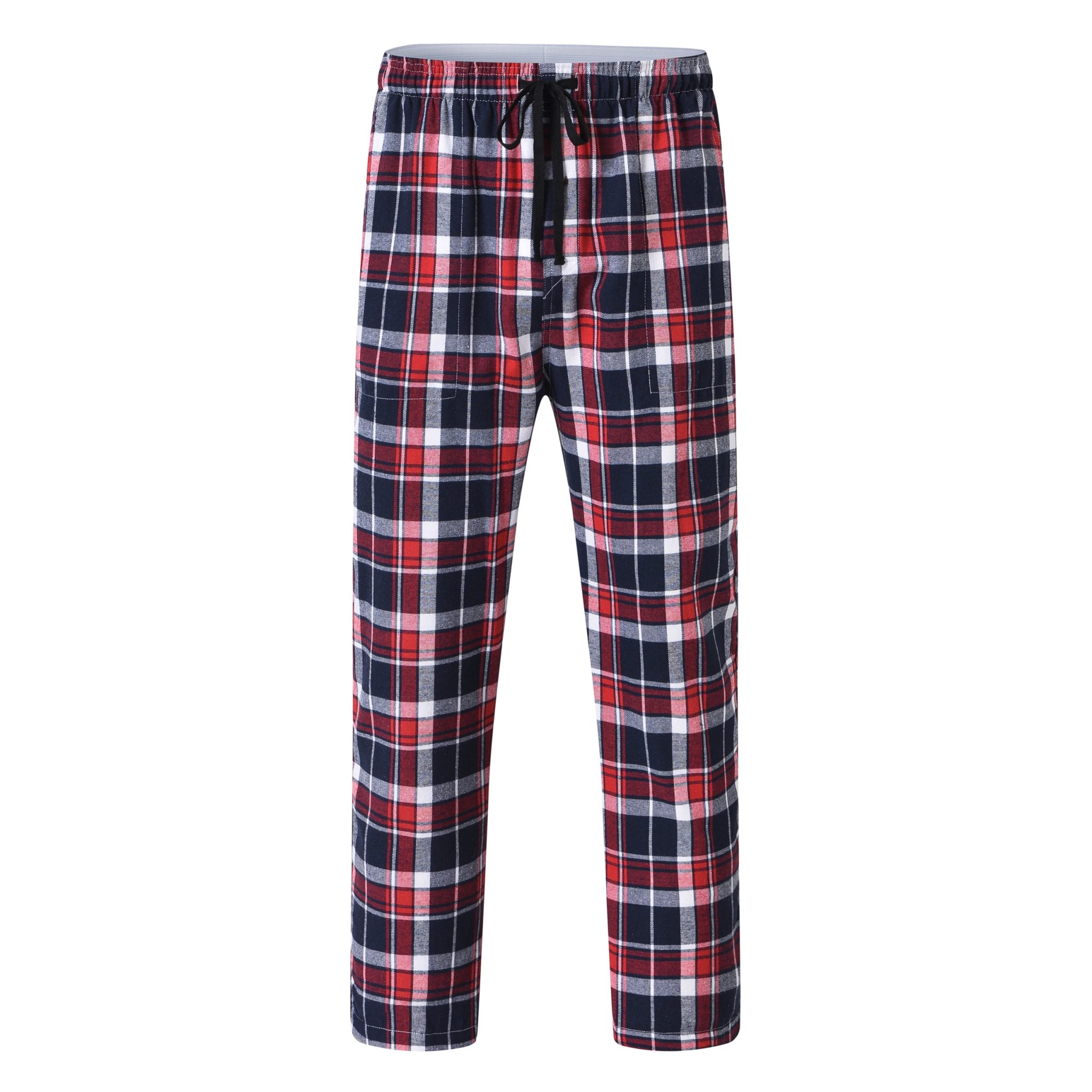 Summer Men's 100% Cotton Plaid Pajama Sleeping Pants, Breathable Long Pajama Pants with Elastic Waist for Homewear Outdoor