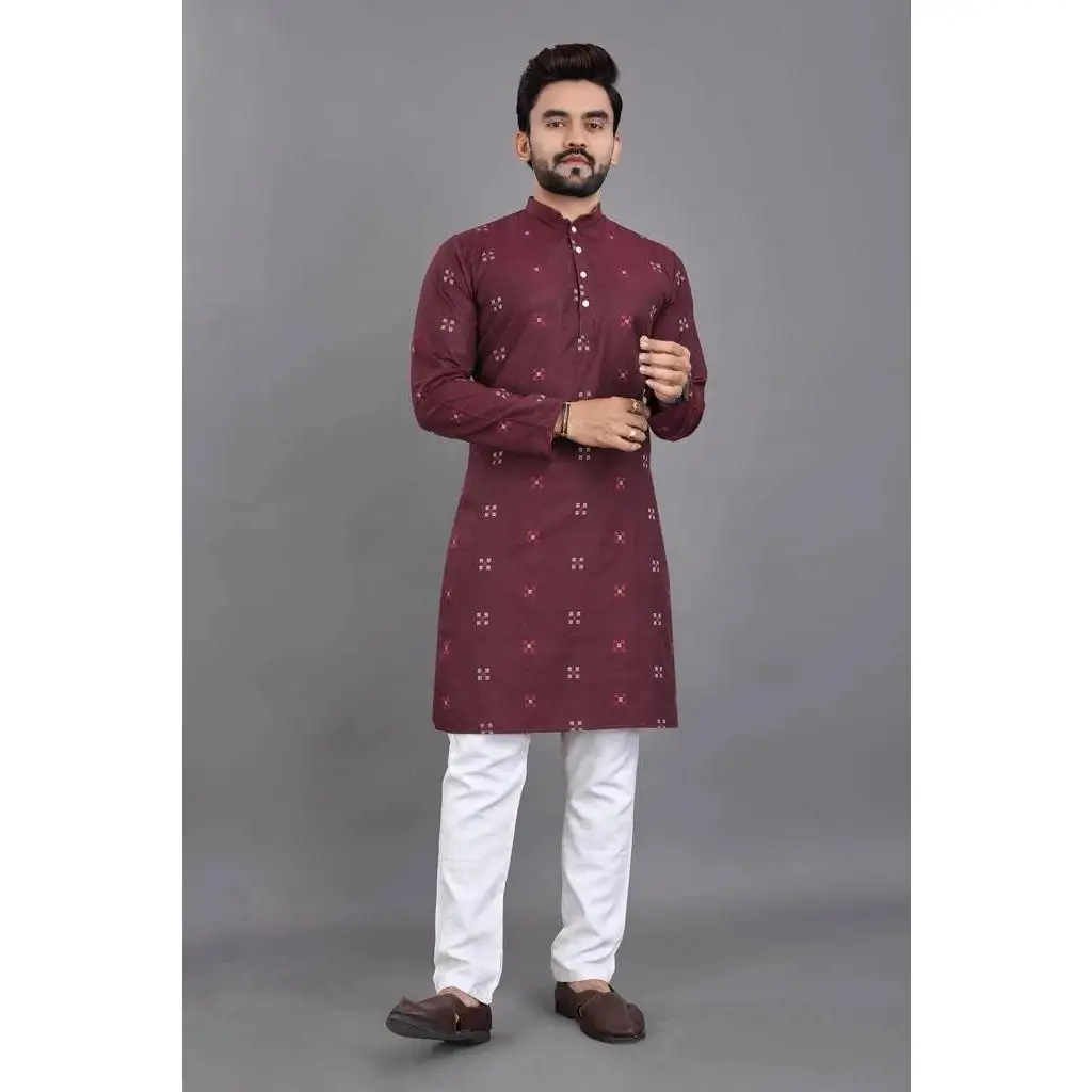 2025 men digital printed kurta vardha regular fit Mandarin collar long suitable All Occasions such wedding Hari Raya Aidilfitri