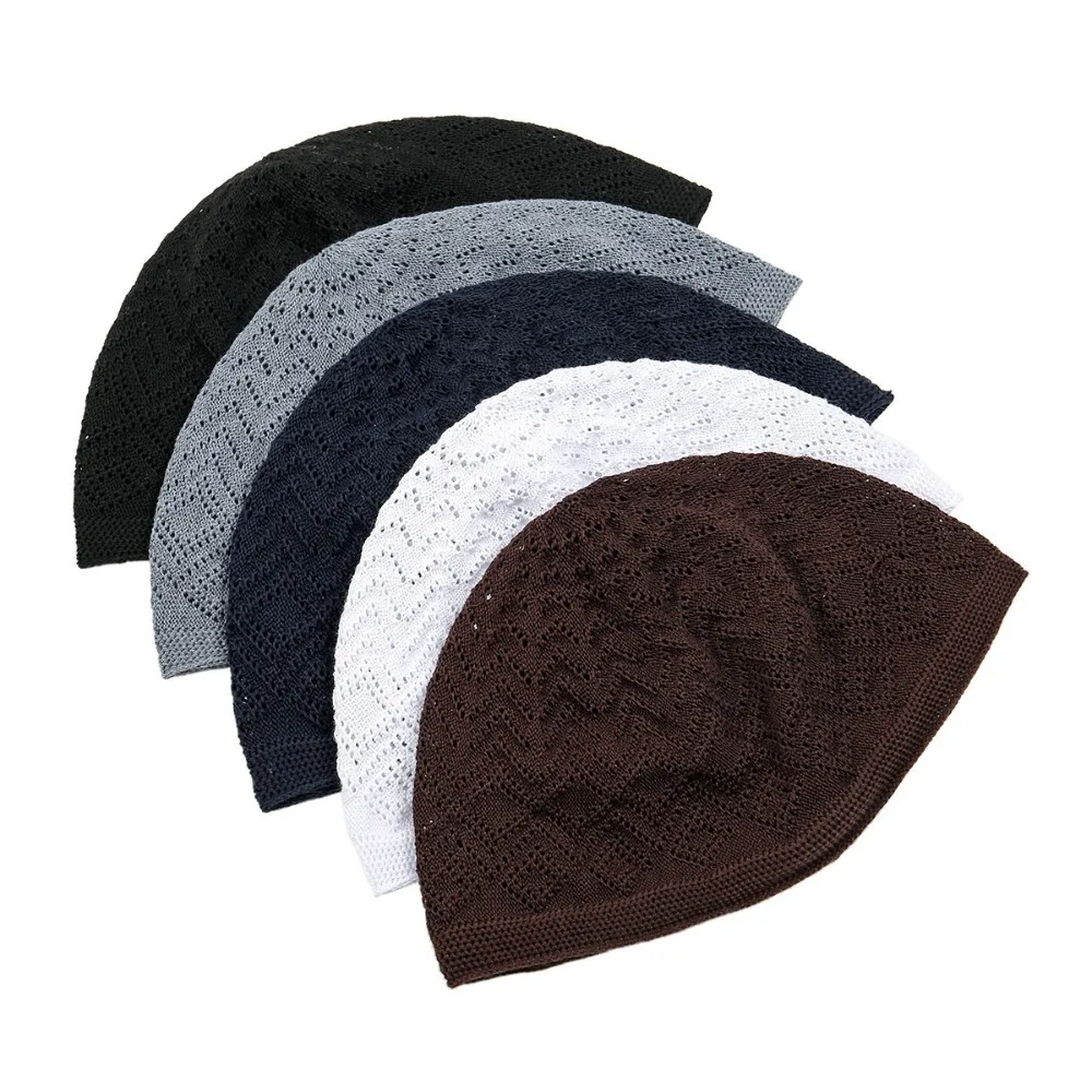 Muslim Men Prayer Hats Unisex Winter Warm Knitted Beanie Cap Islam Jewish India Caps Musulman Arab Men's Kippah Homme Hat