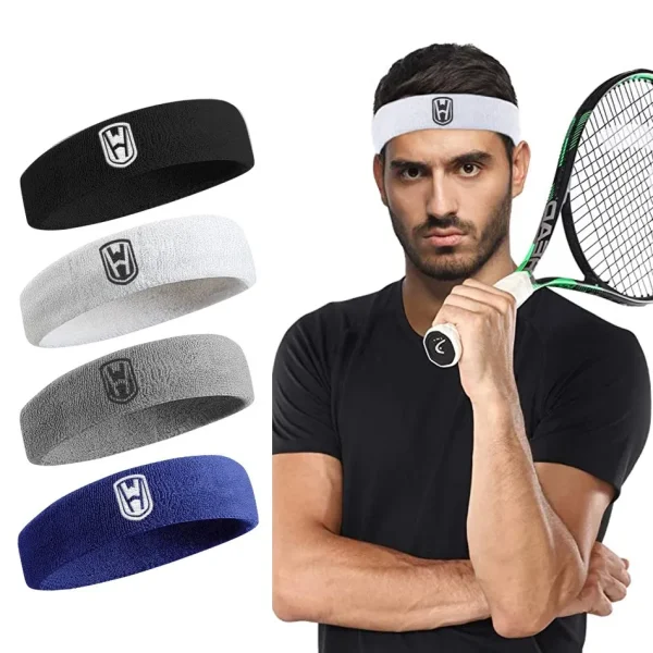 WOSWEIR-Cotton Athletic Headband Elastic Sweatbands Women Men Basketball Sports Gym Fitness Sweat Band Volleyball Tennis