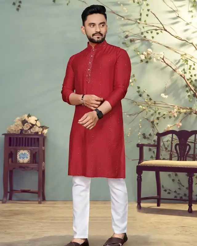 2025 men digital printed kurta vardha regular fit Mandarin collar long suitable All Occasions such wedding Hari Raya Aidilfitri