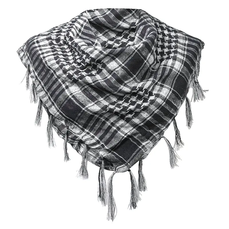 Houndstooth Scarf Plaid Hijab Bandana Hiking Scarves Arab Tactical Elegant Womens Shawl Shemagh Light Tassel For Men 100X100cm
