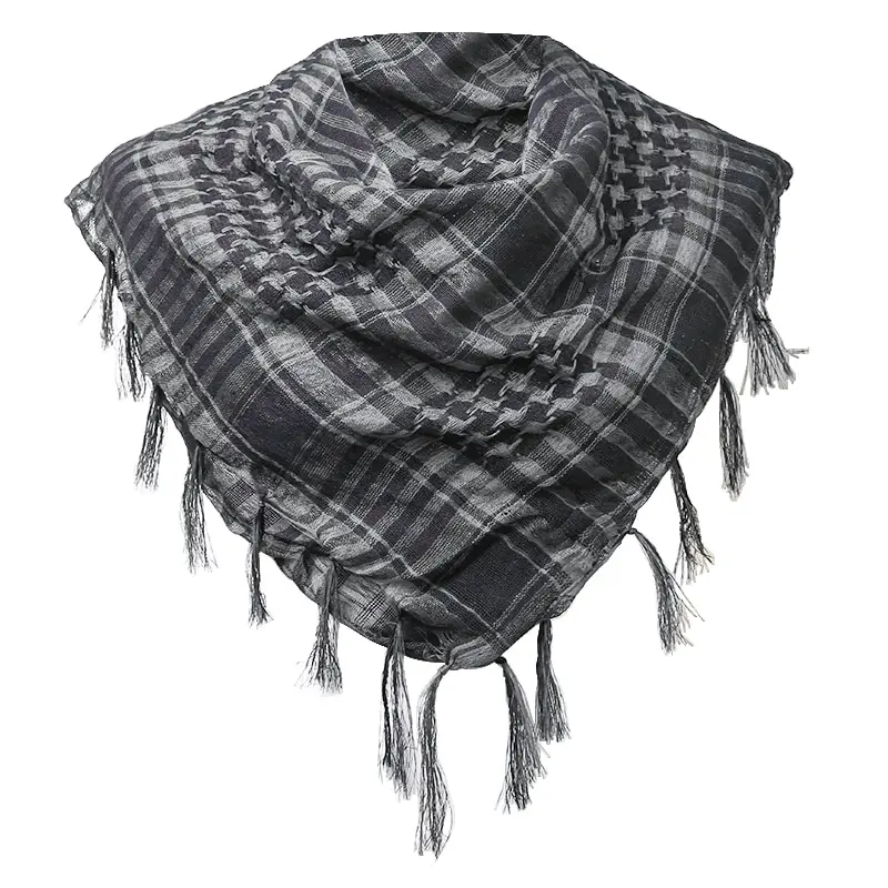 Houndstooth Scarf Plaid Hijab Bandana Hiking Scarves Arab Tactical Elegant Womens Shawl Shemagh Light Tassel For Men 100X100cm