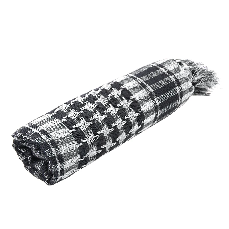 Houndstooth Scarf Plaid Hijab Bandana Hiking Scarves Arab Tactical Elegant Womens Shawl Shemagh Light Tassel For Men 100X100cm