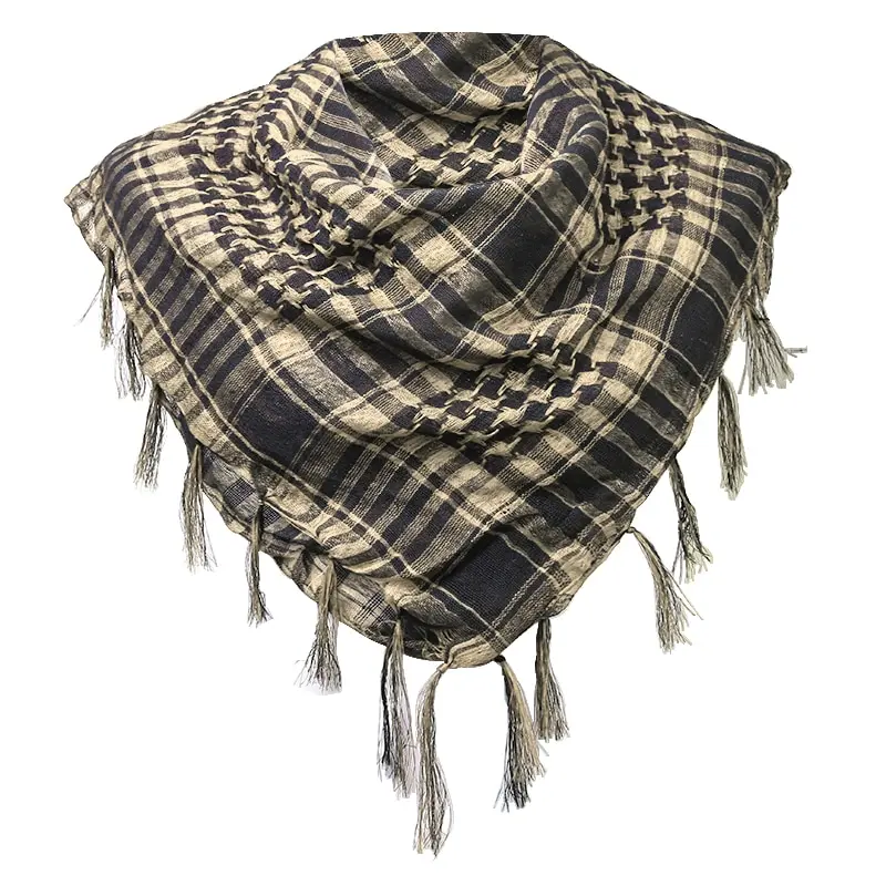 Houndstooth Scarf Plaid Hijab Bandana Hiking Scarves Arab Tactical Elegant Womens Shawl Shemagh Light Tassel For Men 100X100cm