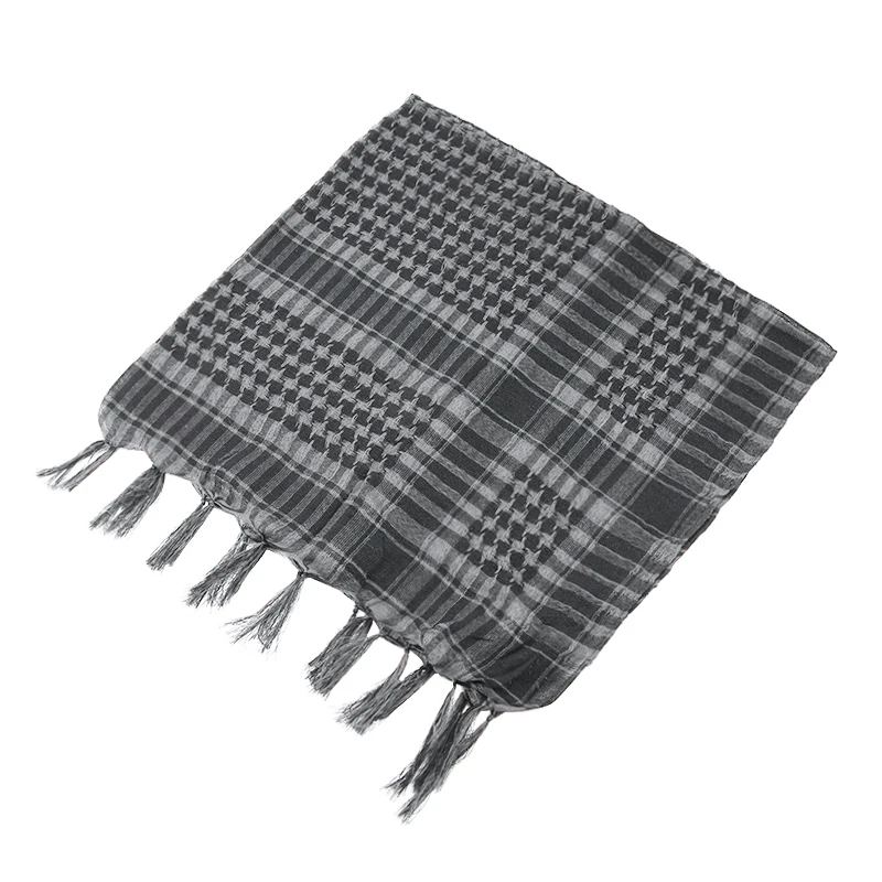 Houndstooth Scarf Plaid Hijab Bandana Hiking Scarves Arab Tactical Elegant Womens Shawl Shemagh Light Tassel For Men 100X100cm