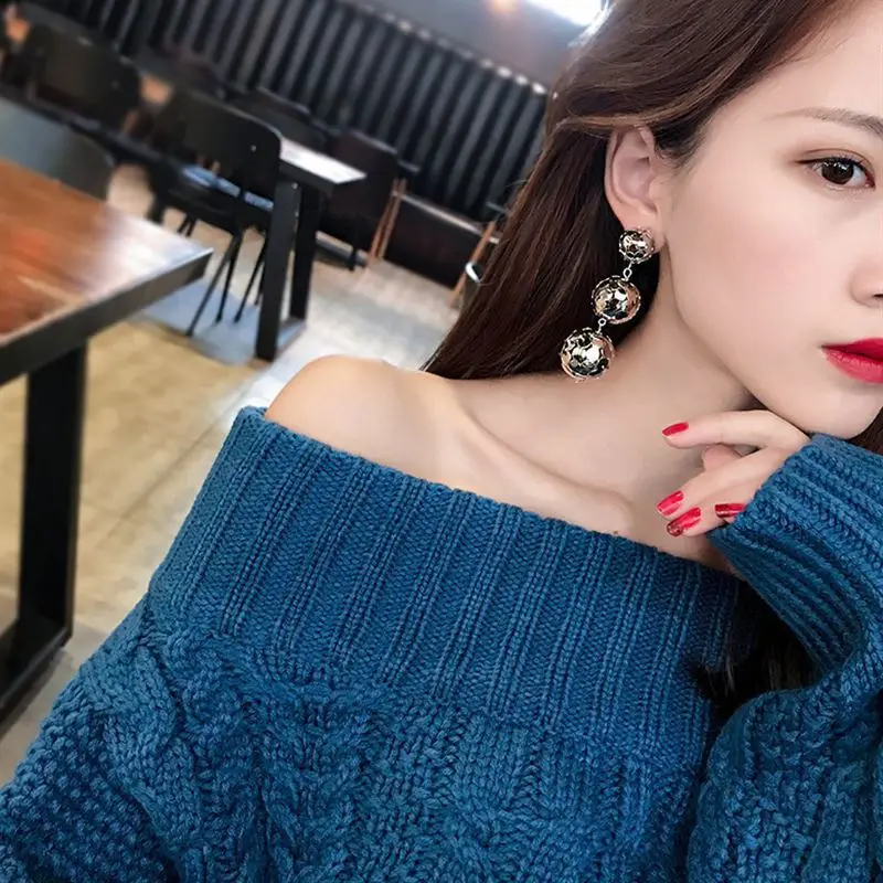 Trend Big Plantain Leaf Metal Drop Earrings for Women Gold Color Exaggerated Geometric Long Ear Jewelry Wholesale Girl Gift