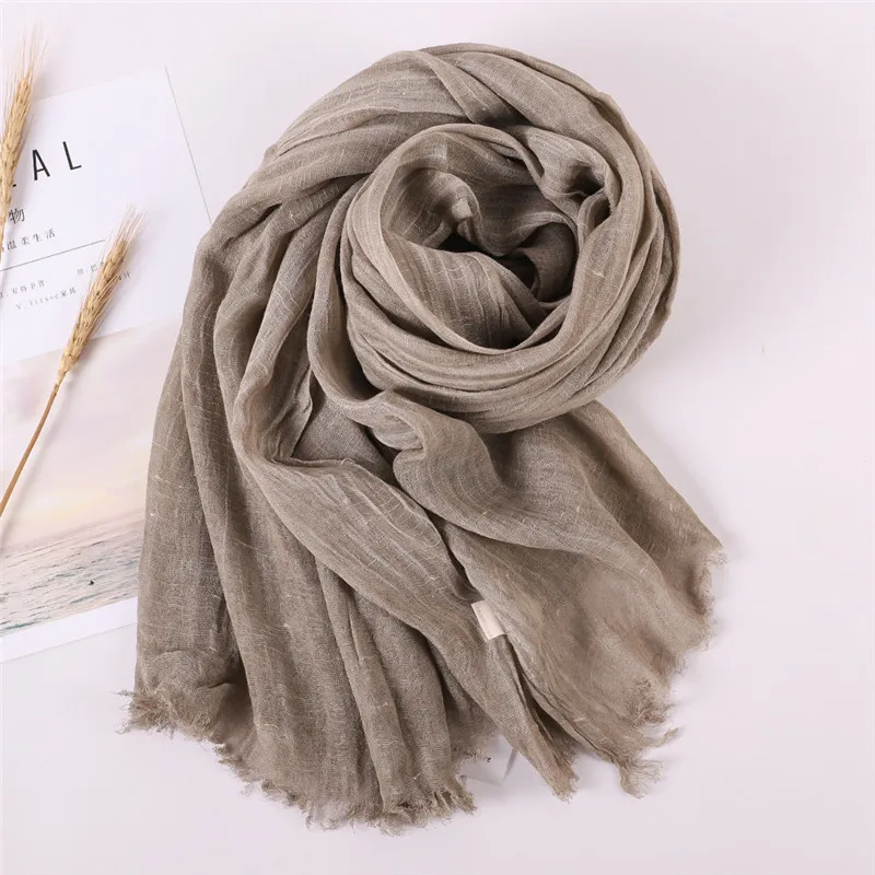 2024 NEW Autumn New Cotton Pashmina Shawl Lady Wrap Warm Winter Scarves Solid Design Print Female Foulard Beach Stoles Scarf