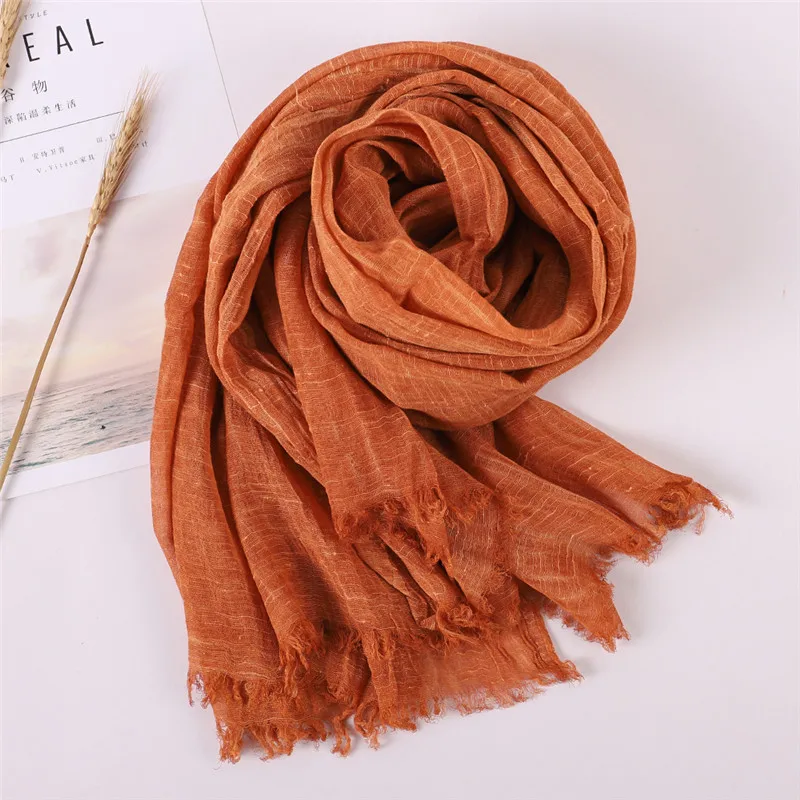 2024 NEW Autumn New Cotton Pashmina Shawl Lady Wrap Warm Winter Scarves Solid Design Print Female Foulard Beach Stoles Scarf