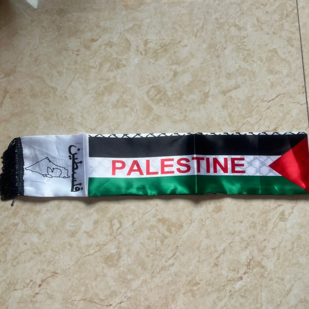 Palestine Scarf 130cm * 14cm Printed Satin Face National Day Flag Palace Map Scarf Shawl Over