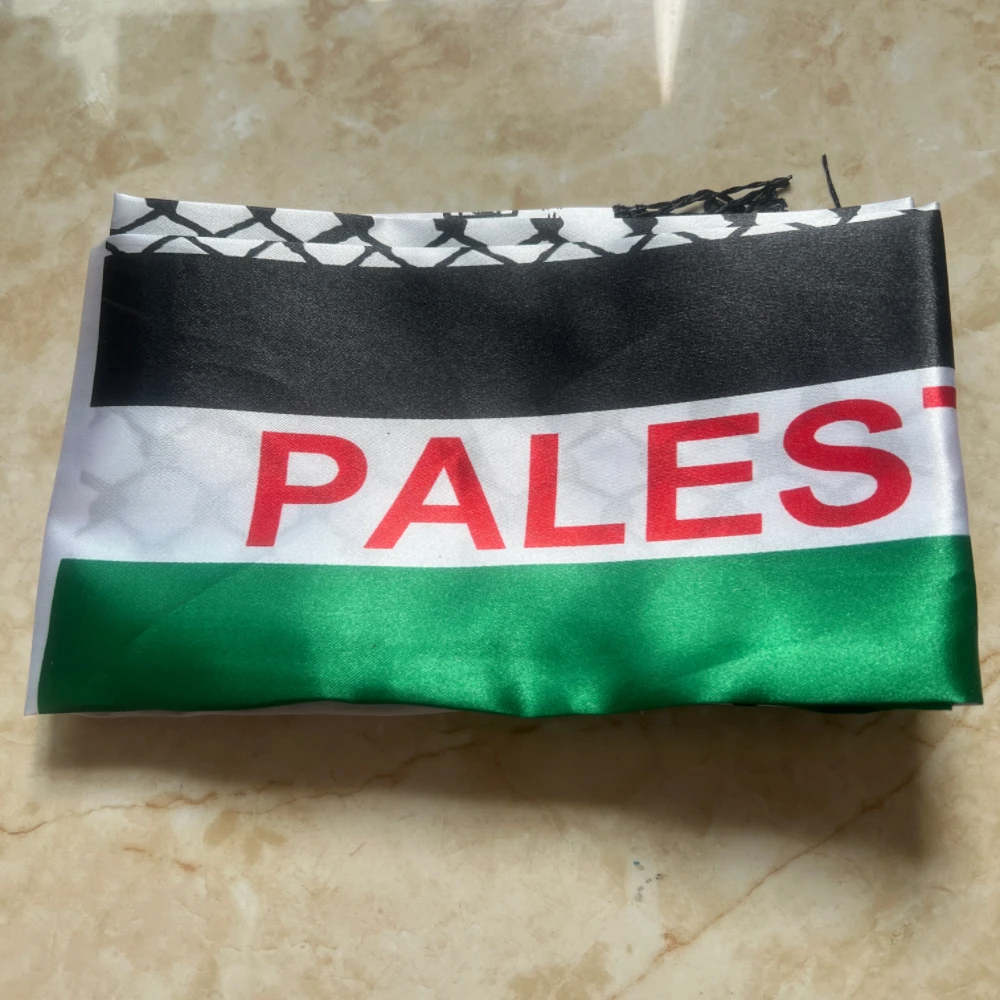 Palestine Scarf 130cm * 14cm Printed Satin Face National Day Flag Palace Map Scarf Shawl Over