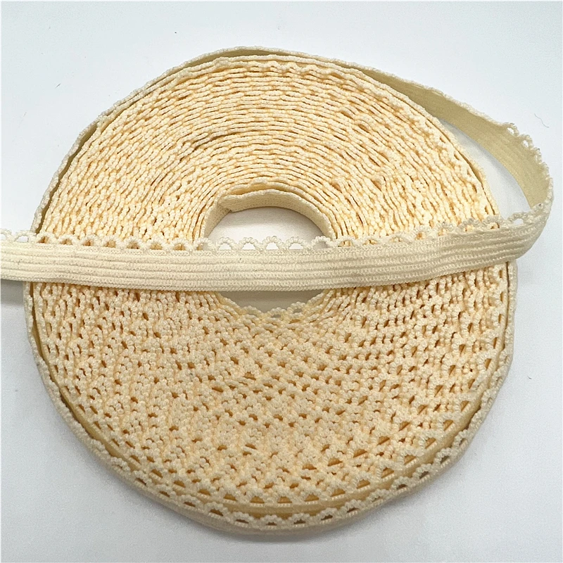 5yards 10mm Elastic Lace Ribbon Fold Over Spandex Elastic Band For Sewing Lace Trim DIY Headband Underwear Lingerie Accessory