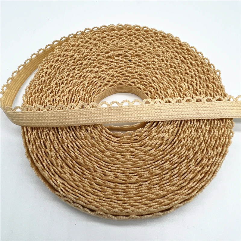 5yards 10mm Elastic Lace Ribbon Fold Over Spandex Elastic Band For Sewing Lace Trim DIY Headband Underwear Lingerie Accessory