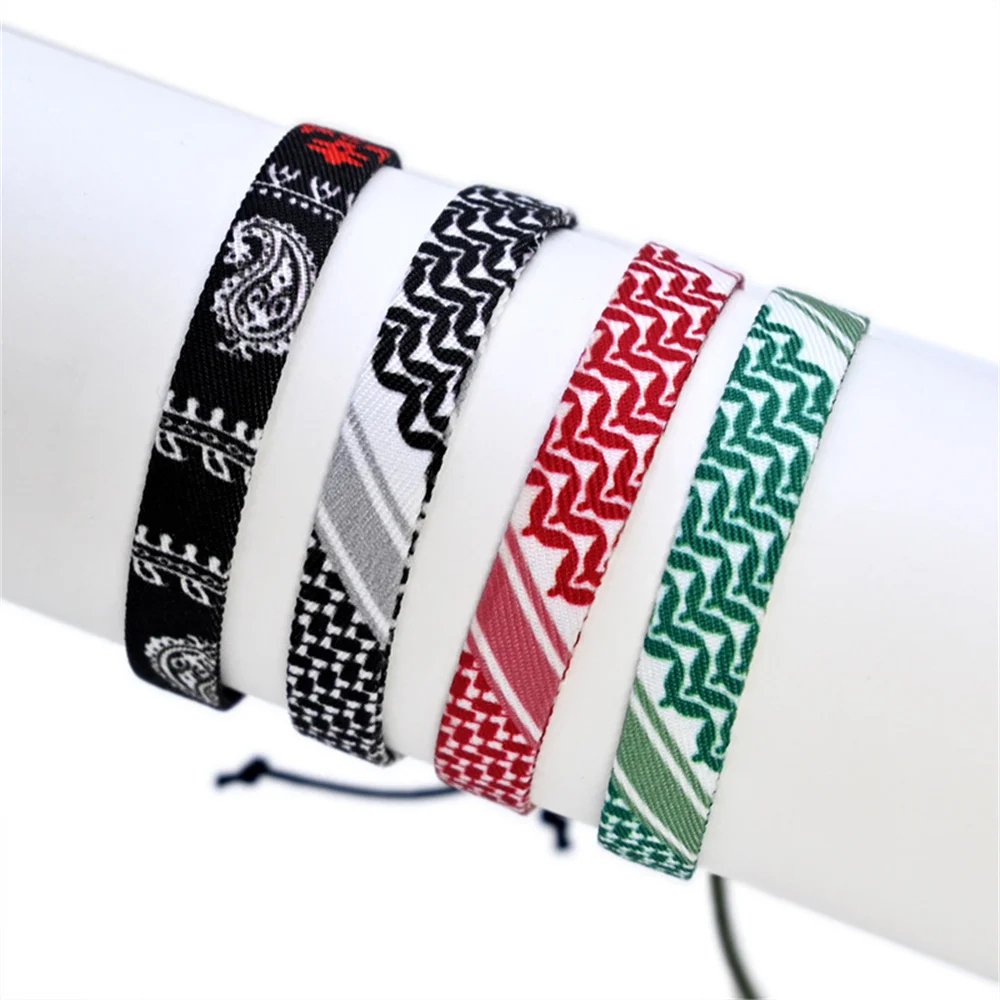 1Pc/Lot Fashion Arabic Scarf Style Weave Bracelet for Women Men Patterns Multicolor Hand Rope Handband Ethnic Jewelry Gift