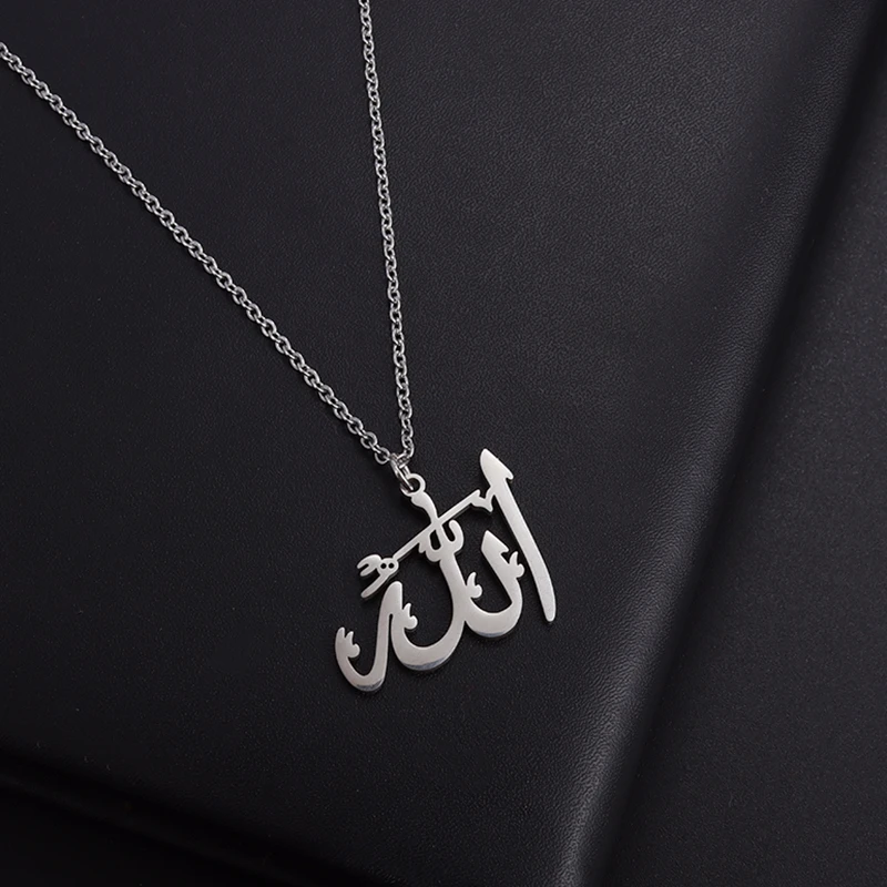 Classic Lucky Arabian God Allah Pendant Stainless Steel Necklace Ladies Islamic Muslim Charm Amulet Jewelry Gift Wholesale