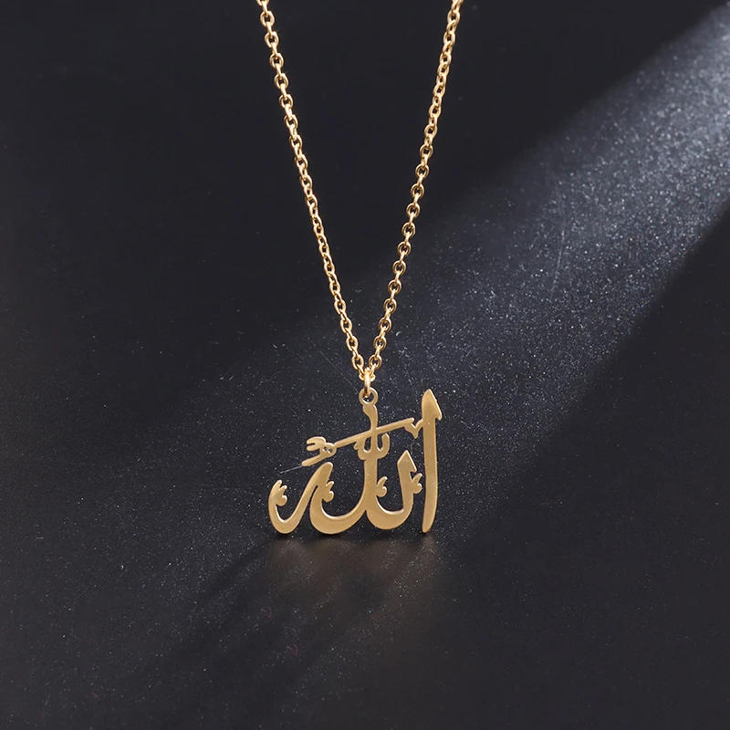 Classic Lucky Arabian God Allah Pendant Stainless Steel Necklace Ladies Islamic Muslim Charm Amulet Jewelry Gift Wholesale