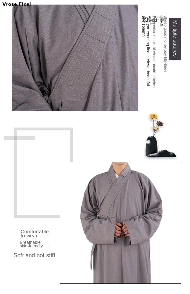 2024 New Traditional Chinese Clothing Long Robes For Buddhism Monk Buddhist Clothing For Adults Men Haiqing Meditation Gown