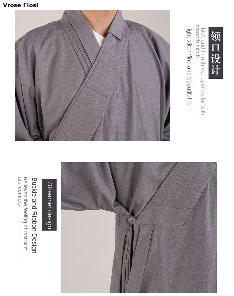 2024 New Traditional Chinese Clothing Long Robes For Buddhism Monk Buddhist Clothing For Adults Men Haiqing Meditation Gown